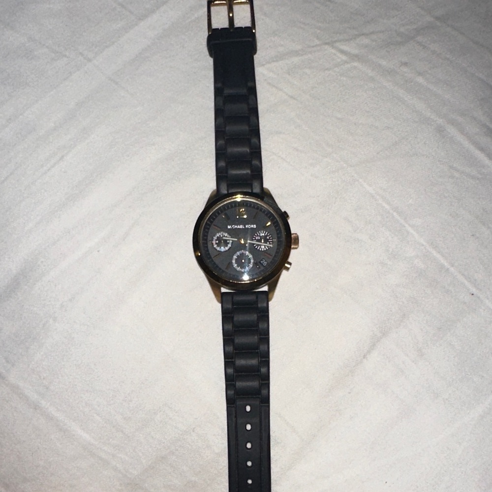 Michael Kors Black and Gold Chronograph Watch